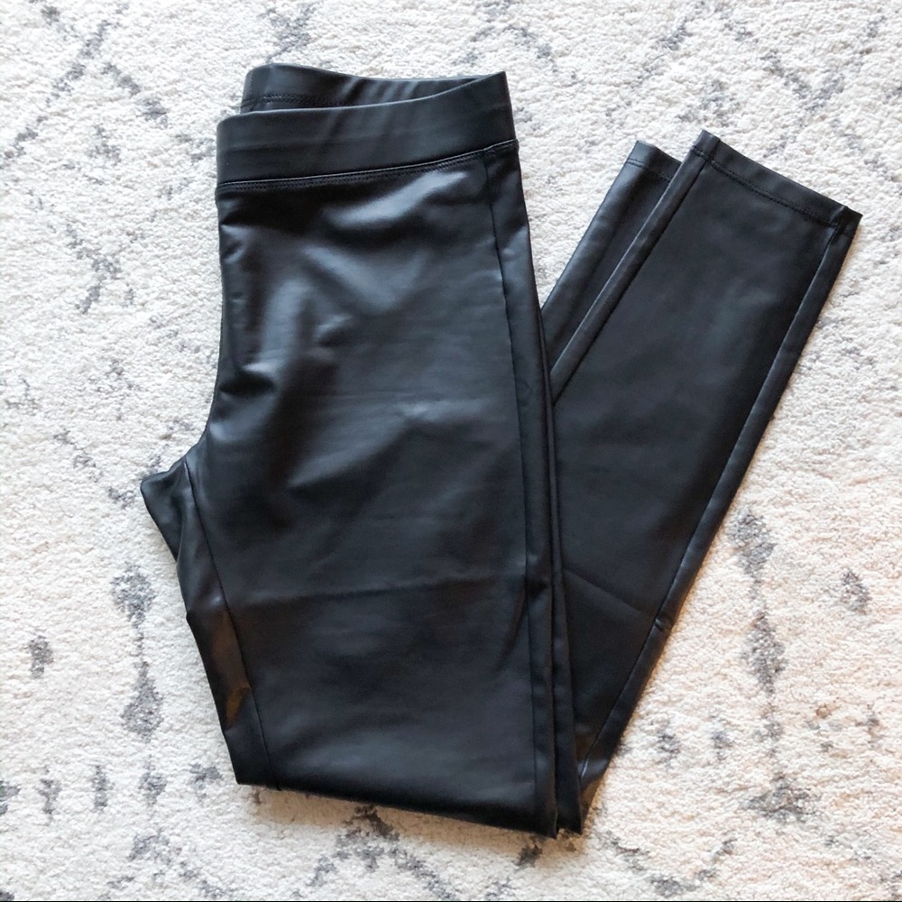 Women’s Black Faux Leather Leggings, Size Small